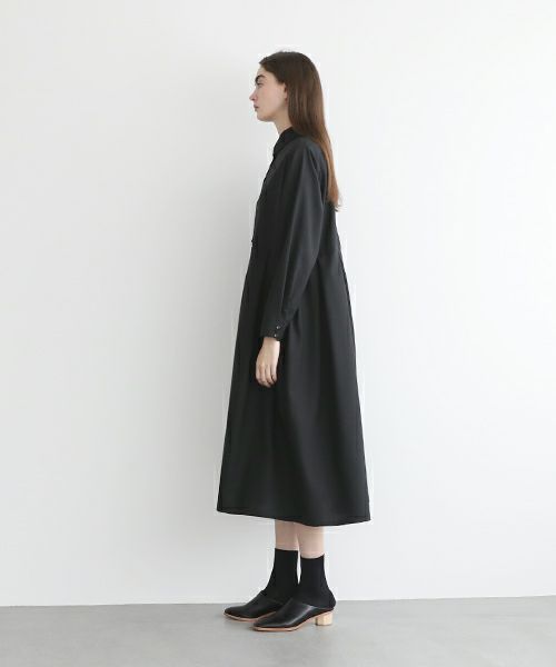 Mochi.モチ.box tuck dress [ms22-op-01/black]