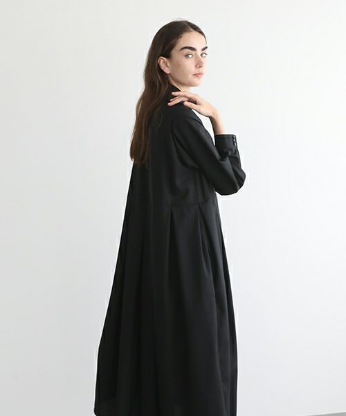 Mochi.モチ.box tuck dress [ms22-op-01/black]