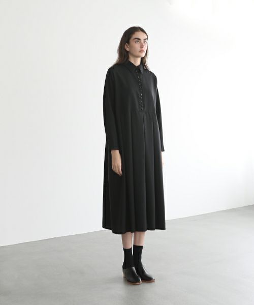 Mochi.モチ.box tuck dress [ms22-op-01/black]