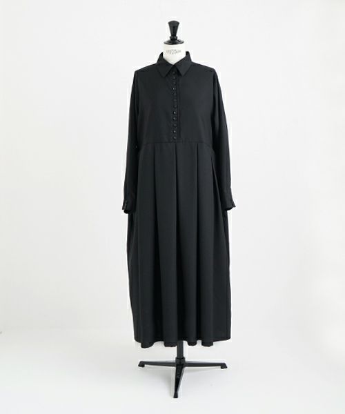 Mochi.モチ.box tuck dress [ms22-op-01/black]