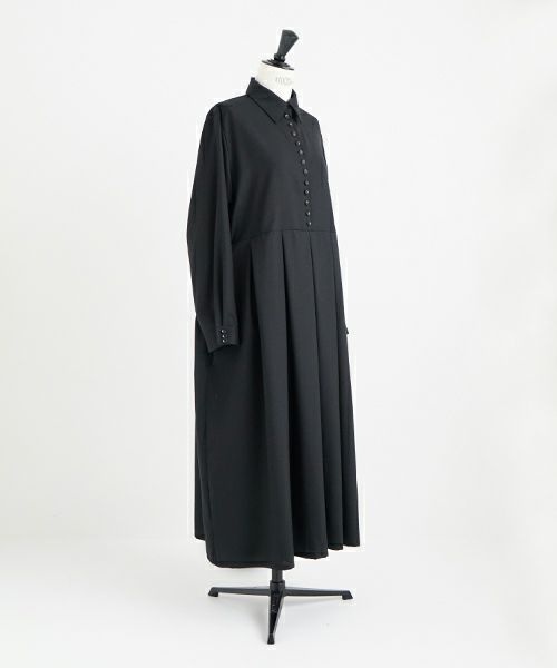 Mochi.モチ.box tuck dress [ms22-op-01/black]