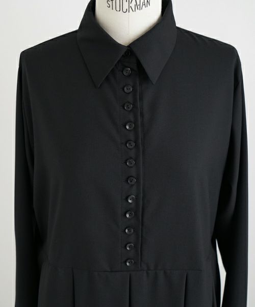 Mochi.モチ.box tuck dress [ms22-op-01/black]