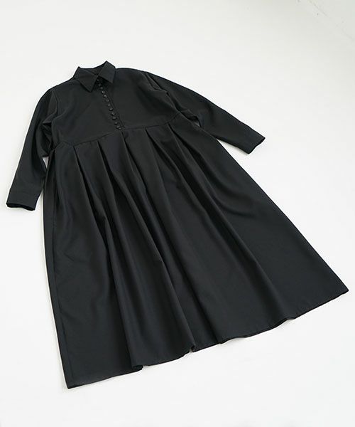 Mochi.モチ.box tuck dress [ms22-op-01/black]