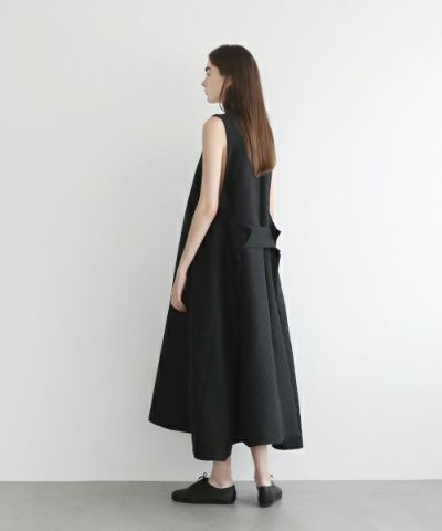 Mochi.モチ.v-neck belt dress [ms22-op-02/black]