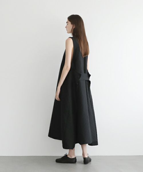 Mochi.モチ.v-neck belt dress [ms22-op-02/black]