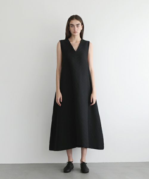 Mochi.モチ.v-neck belt dress [ms22-op-02/black]