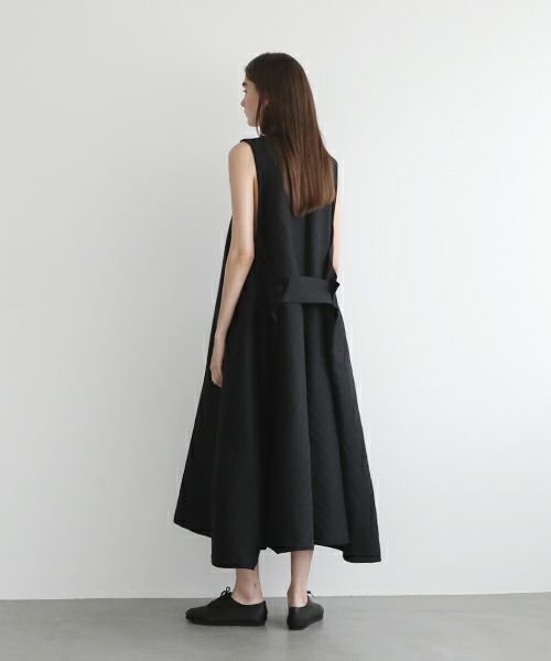 Mochi.モチ.v-neck belt dress [ms22-op-02/black]