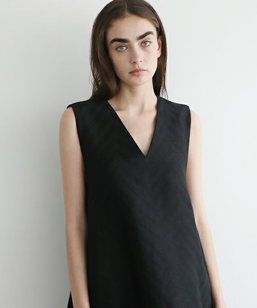 Mochi.モチ.v-neck belt dress [ms22-op-02/black]