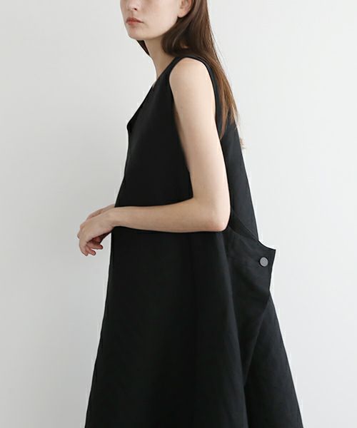 Mochi.モチ.v-neck belt dress [ms22-op-02/black]