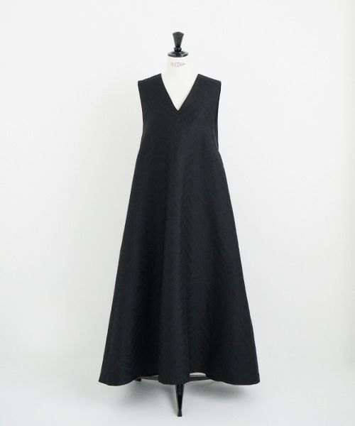 Mochi.モチ.v-neck belt dress [ms22-op-02/black]