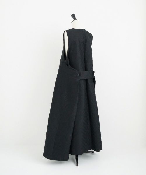 Mochi.モチ.v-neck belt dress [ms22-op-02/black]