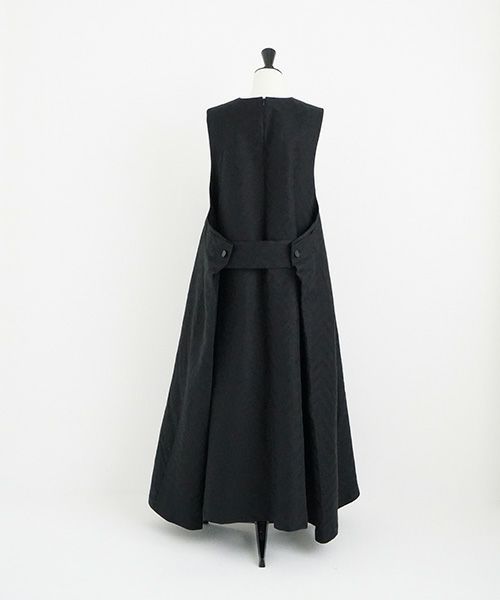 Mochi.モチ.v-neck belt dress [ms22-op-02/black]