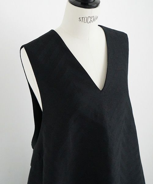 Mochi.モチ.v-neck belt dress [ms22-op-02/black]