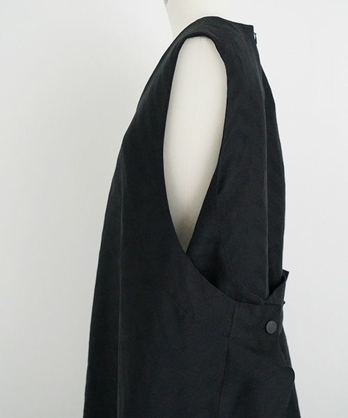 Mochi.モチ.v-neck belt dress [ms22-op-02/black]