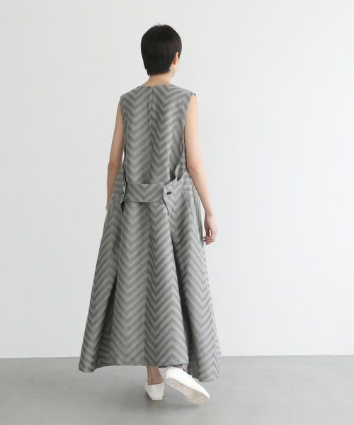 Mochi.モチ.v-neck belt dress [ms22-op-02/green grey]