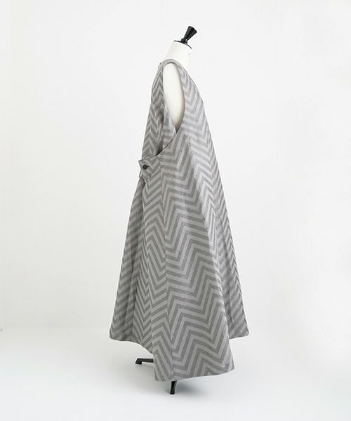 Mochi.モチ.v-neck belt dress [ms22-op-02/green grey]