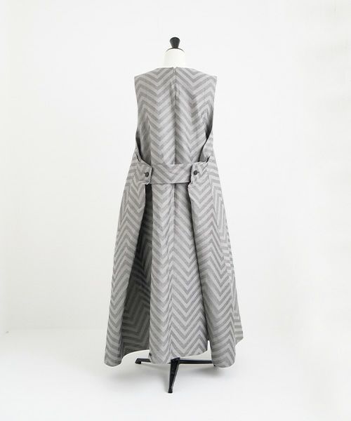 Mochi.モチ.v-neck belt dress [ms22-op-02/green grey]