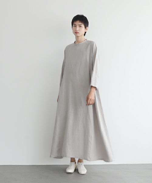 Mochi.モチ.linen trapeze dress [ms22-op-04/grey]