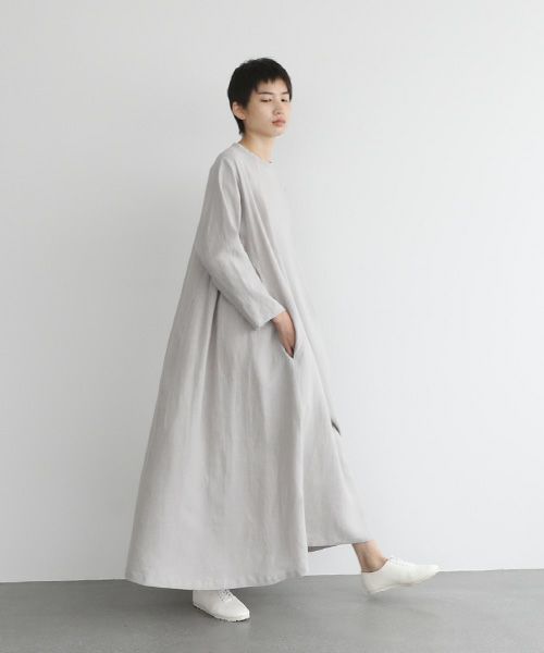 Mochi.モチ.linen trapeze dress [ms22-op-04/grey]