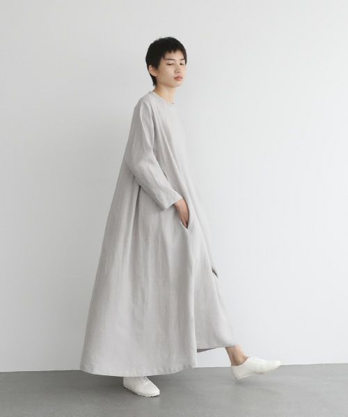 Mochi.モチ.linen trapeze dress [ms22-op-04/grey]