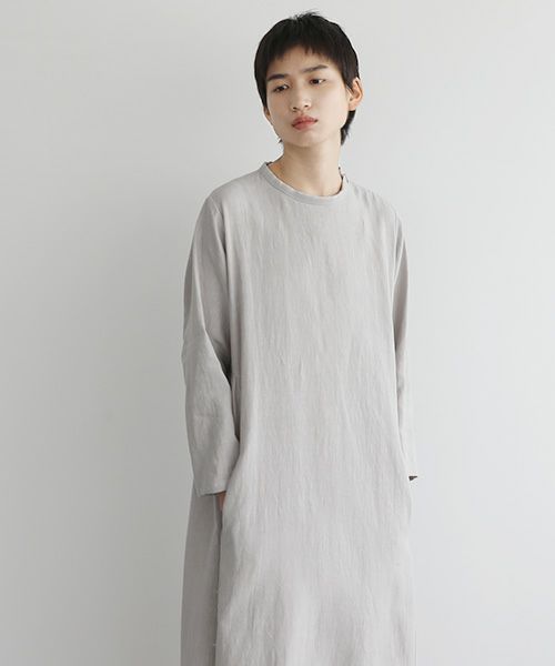 Mochi.モチ.linen trapeze dress [ms22-op-04/grey]