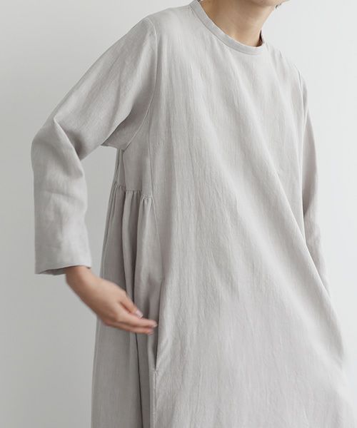 Mochi.モチ.linen trapeze dress [ms22-op-04/grey]