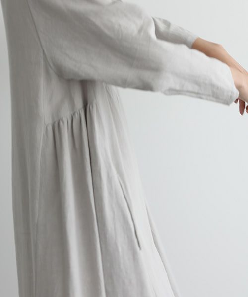 Mochi.モチ.linen trapeze dress [ms22-op-04/grey]