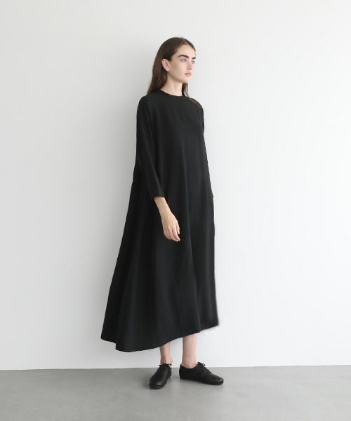 Mochi.モチ.linen trapeze dress [ms22-op-04/black]