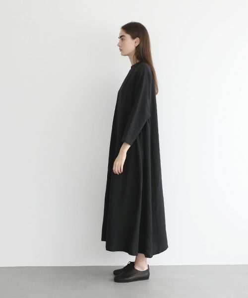Mochi.モチ.linen trapeze dress [ms22-op-04/black]