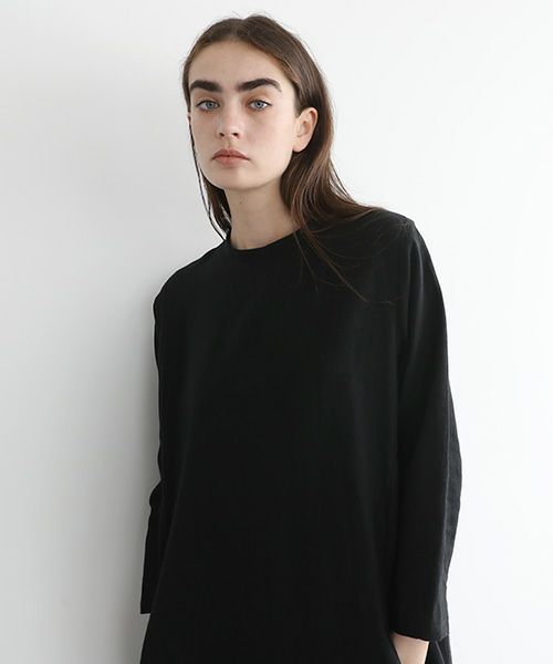 Mochi.モチ.linen trapeze dress [ms22-op-04/black]