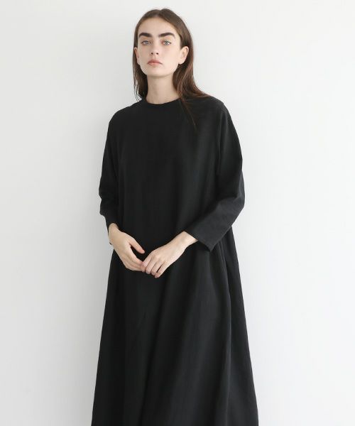 Mochi.モチ.linen trapeze dress [ms22-op-04/black]