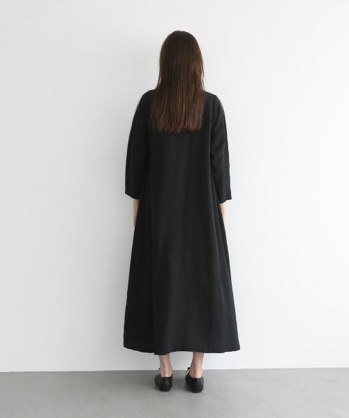 Mochi.モチ.linen trapeze dress [ms22-op-04/black]
