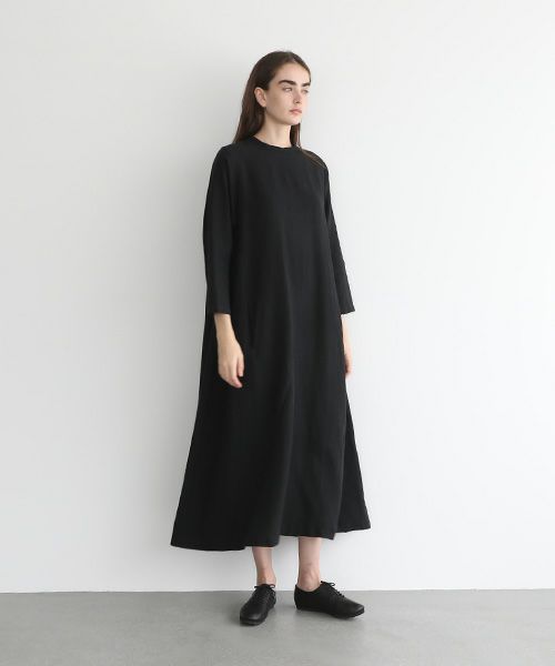 Mochi.モチ.linen trapeze dress [ms22-op-04/black]