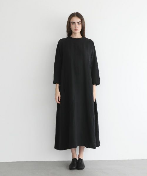Mochi.モチ.linen trapeze dress [ms22-op-04/black]