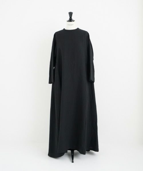 Mochi.モチ.linen trapeze dress [ms22-op-04/black]