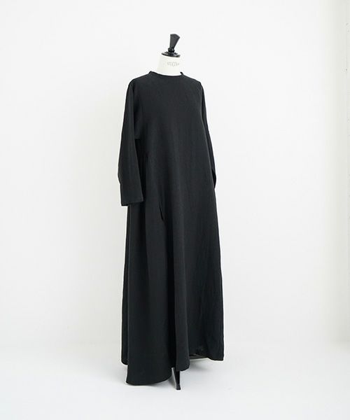 Mochi.モチ.linen trapeze dress [ms22-op-04/black]