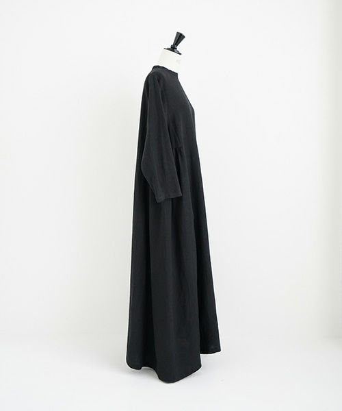 Mochi.モチ.linen trapeze dress [ms22-op-04/black]