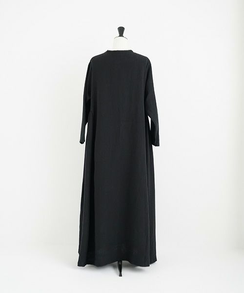 Mochi.モチ.linen trapeze dress [ms22-op-04/black]