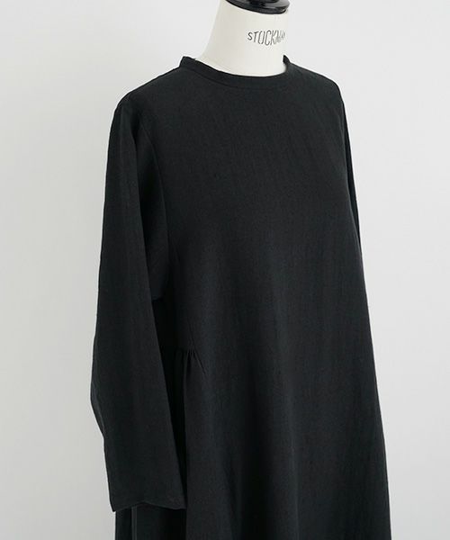 Mochi.モチ.linen trapeze dress [ms22-op-04/black]