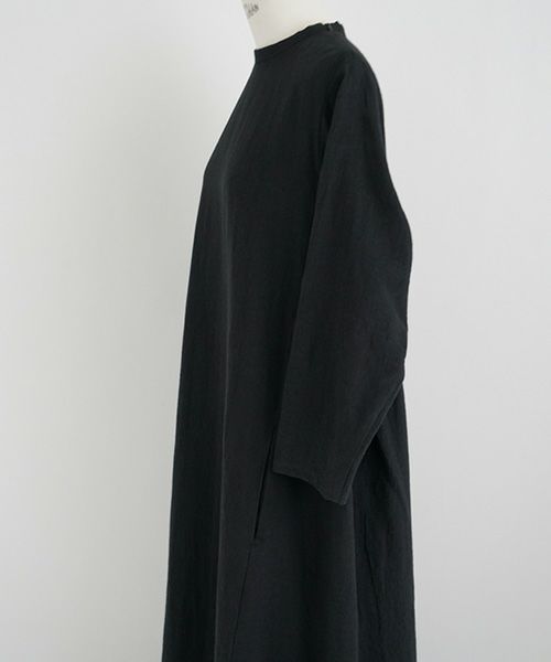 Mochi.モチ.linen trapeze dress [ms22-op-04/black]