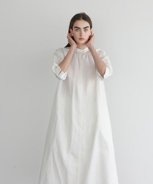 Mochi モチ gather dress [ms22-op-06/white] 