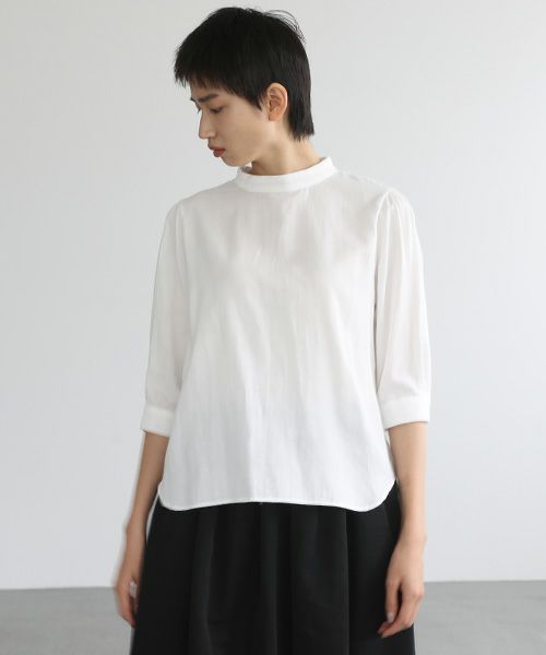 Mochi.モチ.gather blouse(organic cotton) [ms22-b-02/white]
