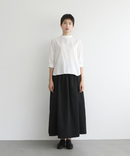 Mochi.モチ.gather blouse(organic cotton) [ms22-b-02/white]