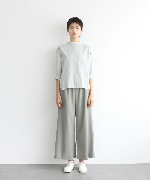 Mochi.モチ.gather blouse(organic cotton) [ms22-b-02/mint blue]
