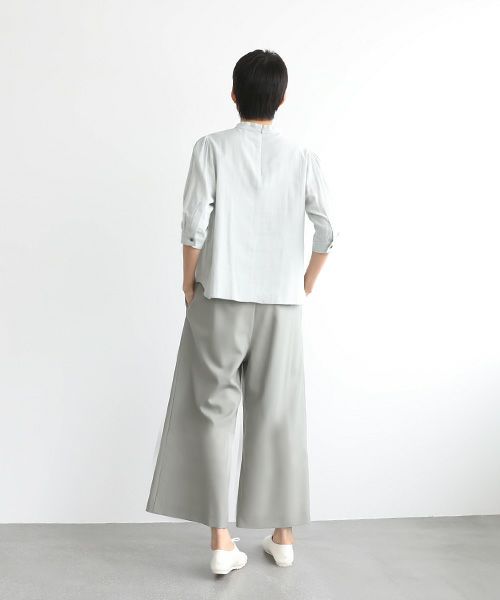 Mochi.モチ.gather blouse(organic cotton) [ms22-b-02/mint blue]