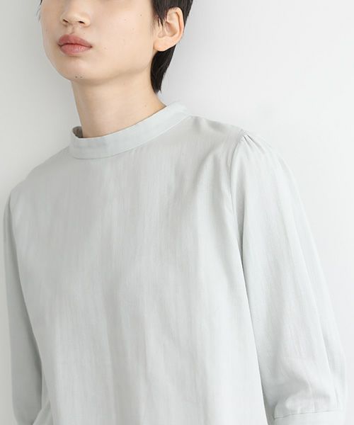 Mochi.モチ.gather blouse(organic cotton) [ms22-b-02/mint blue]