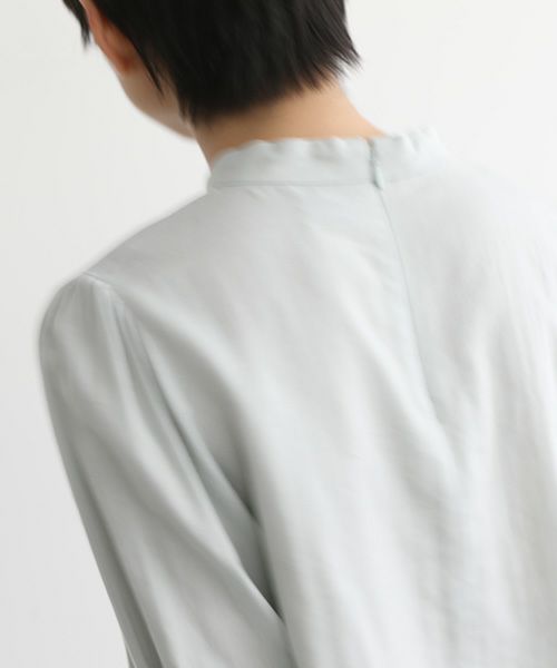 Mochi.モチ.gather blouse(organic cotton) [ms22-b-02/mint blue]