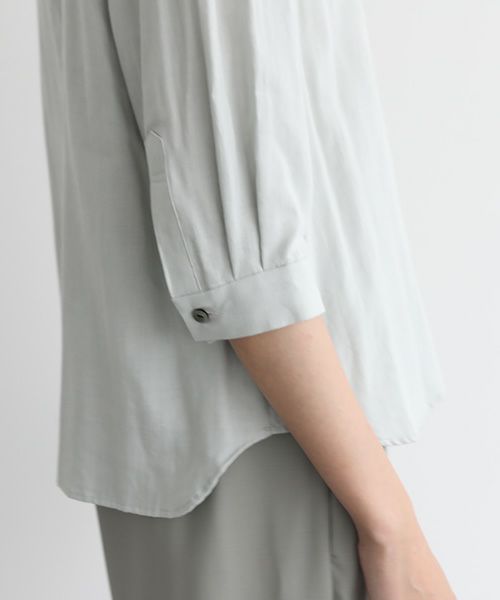 Mochi.モチ.gather blouse(organic cotton) [ms22-b-02/mint blue]