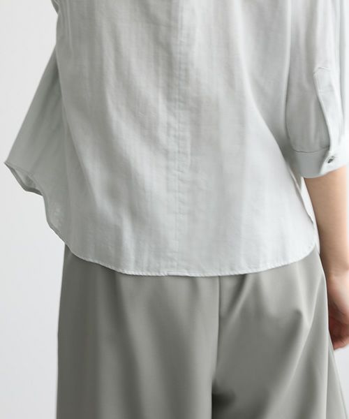 Mochi.モチ.gather blouse(organic cotton) [ms22-b-02/mint blue]