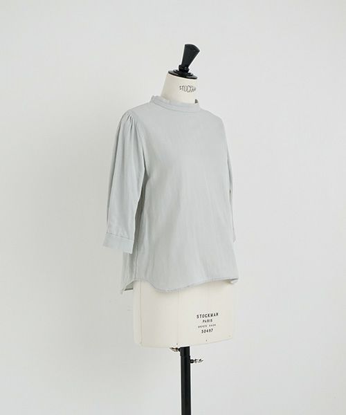 Mochi.モチ.gather blouse(organic cotton) [ms22-b-02/mint blue]